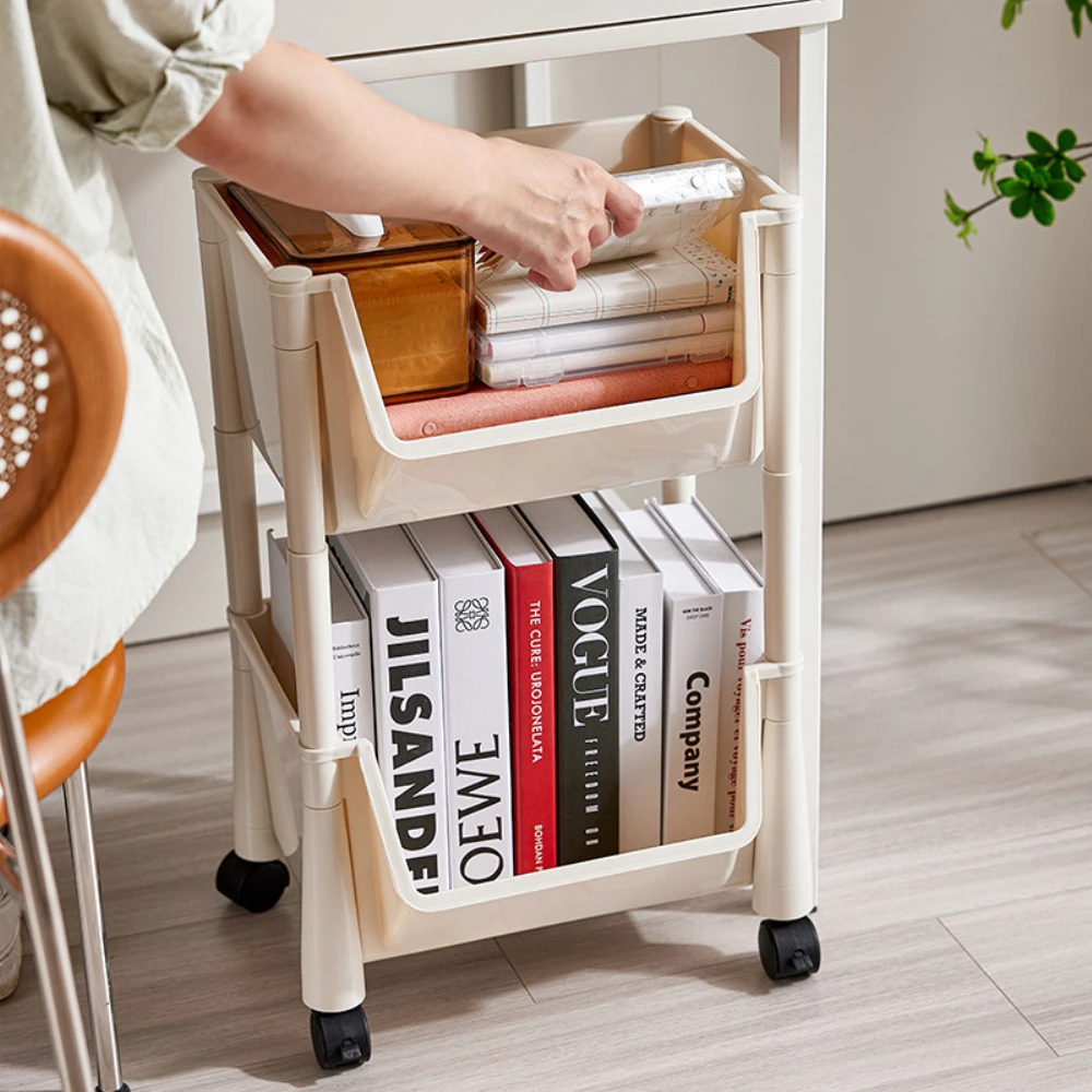 

Bookshelf Multi-functional Portable With Wheels Storage Rack Living Room Home Home Floor Trolley Shelf Organization Storage