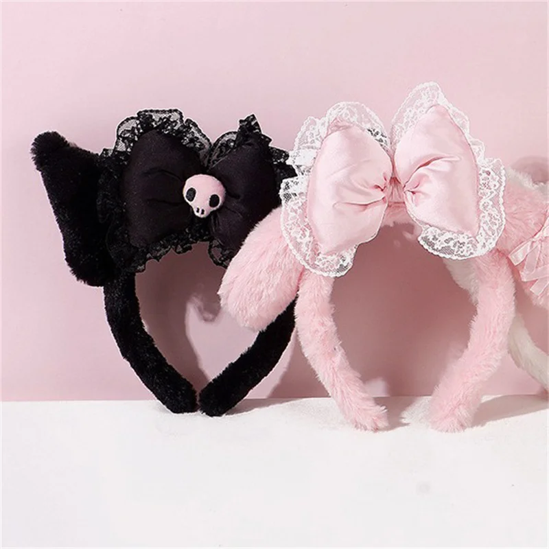 Sanrio Sweet Fashion Headband Kuromi My Melody Cute Anime Plush Hair Hoop For Girls Princess Style All-match Hair Accessories