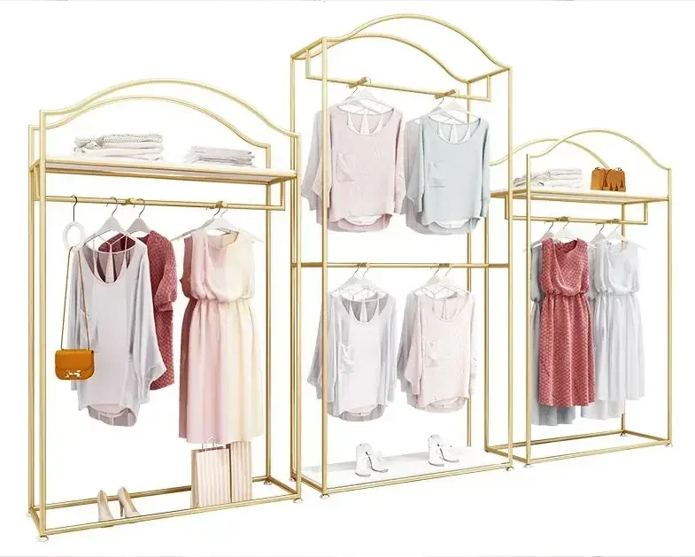 

Вешалка для одежды магазина одежды Двухслойная витрина магазина женской одежды