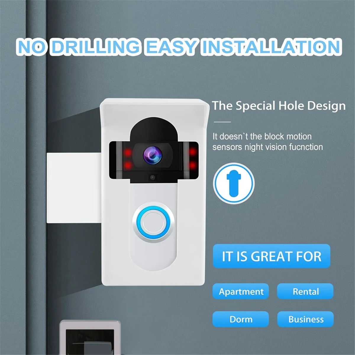 وامض جرس الباب الرنين مكافحة سرقة جرس باب يتضمن شاشة عرض فيديو جبل ل RingDoorbell جبل لا حامل الحفر قوس لتأجير باب الشقة المنزل
