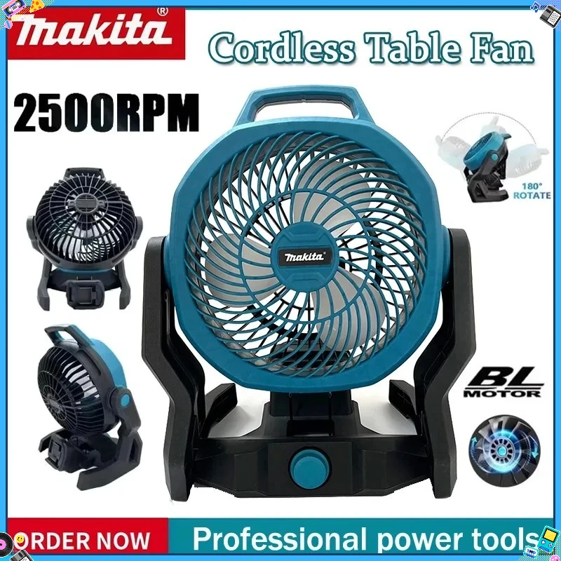 

Портативный походный вентилятор Makita, настольный напольный вентилятор с питанием от DCB200, 18 В, 20 В, BL1830 M18, литиевая батарея