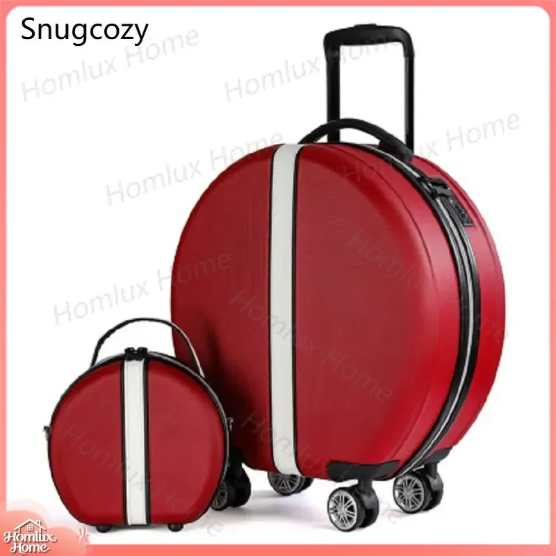 for Snugcozy 18 Inch Round Rolling Luggage Spinner Travel Bag Lovely Fashion Noble Suitcase Portable Carry On Wheeled Trolley