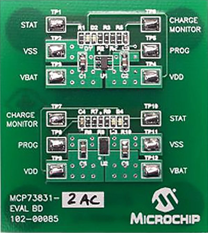 MCP73831EV Evaluation Kit, MCP73831 500mA Linear Charge Management Controller, 4.2V Charge Voltage