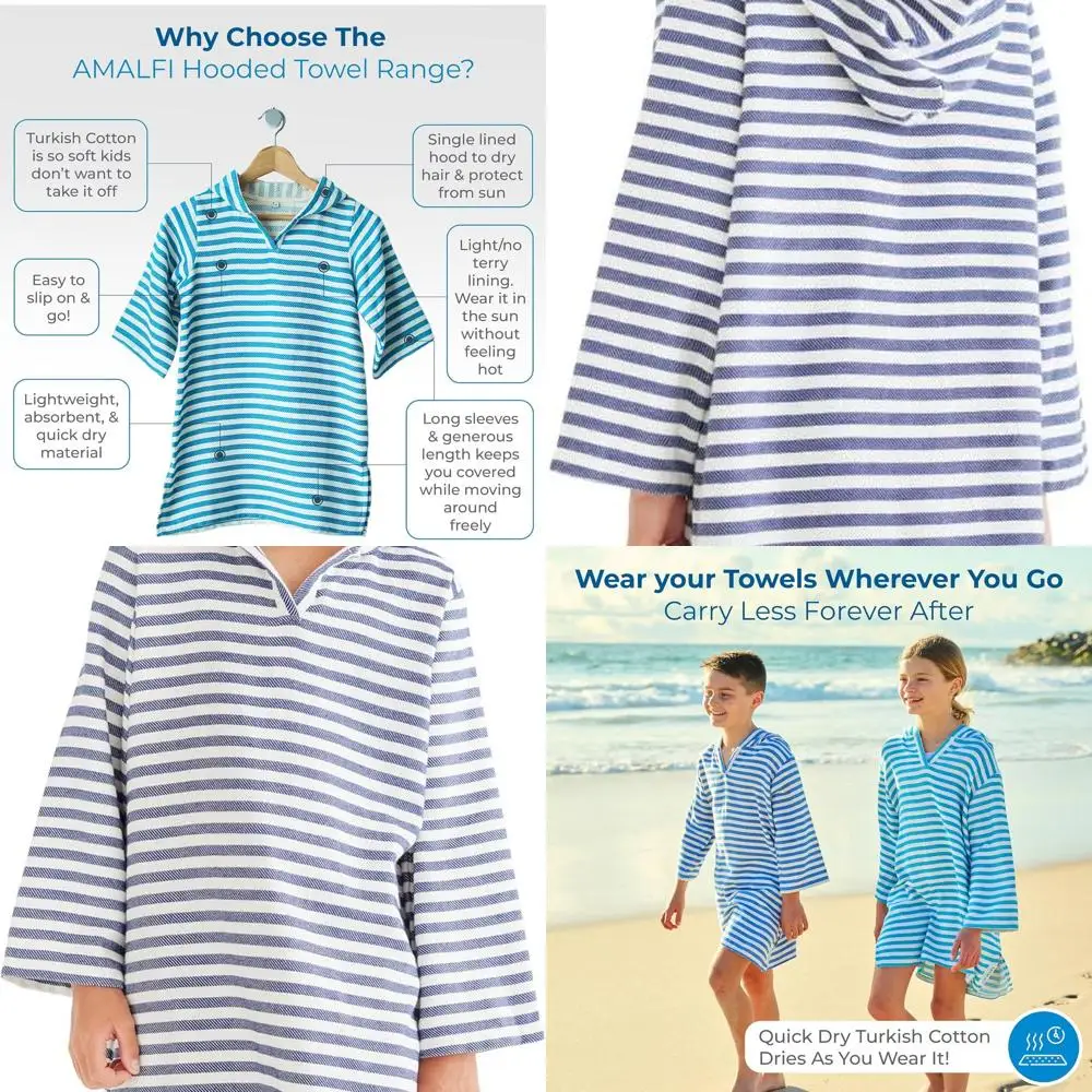 

Ультрамягкие турецкие полотенца с капюшоном для детей — легкие халаты для мальчиков и девочек — быстросохнущая накидка для плавания для ванны, дома и быть