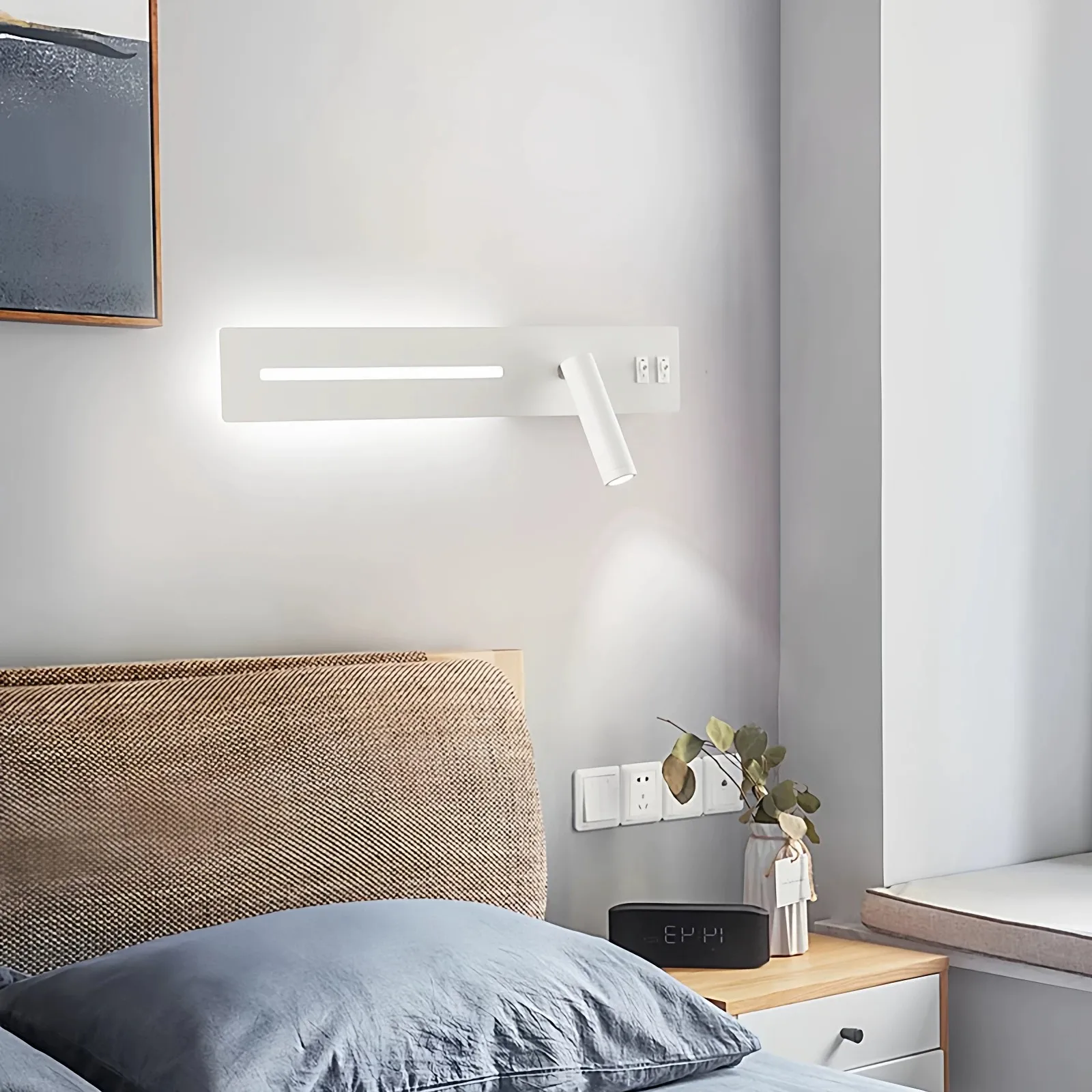 Minimalist Dual Source Wall Lamp Bedside Modern Switch Design AC90-260V Lighting for Home Decor