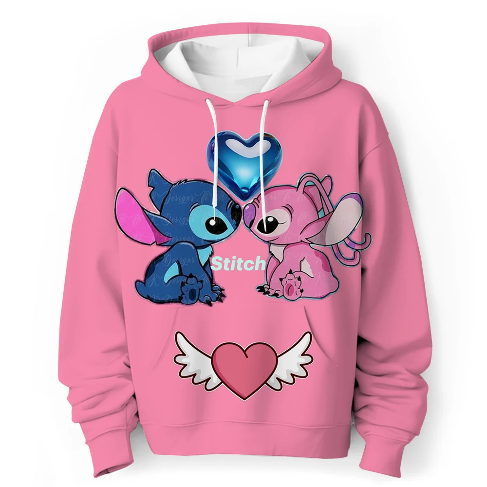 Disney Stitch Christmas Hoodie Children\'s Hoodie Cartoon Print Lilo&Stitch Spring and Autumn Children\'s Sportswear Men\'s and Wom