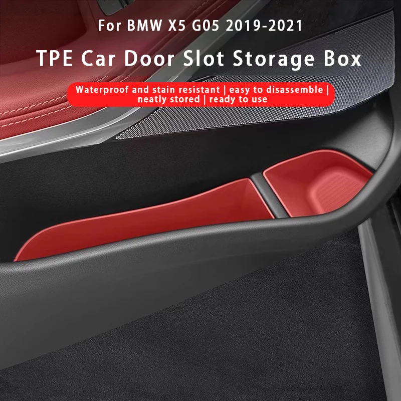 

4PCS Car Front Rear Door Side Storage Box For BMW X5 G05 2019-2021 TPE Car Door Slot Organizer Tray Interior Accessories