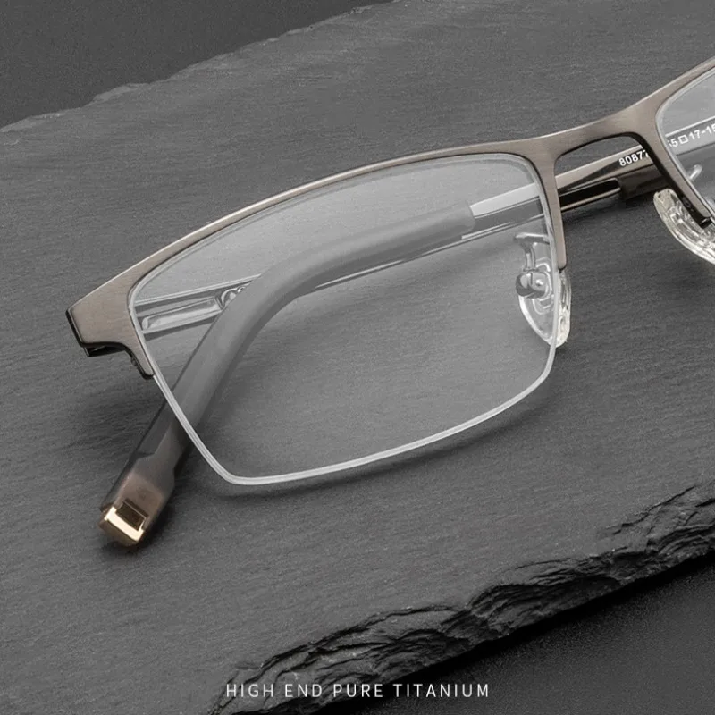 

High-end Pure Titanium Square Half Frame Glasses Eyeglasses Vintage Men Glasses Frame Anti Blue Prescription Eyeglasses Eyewear