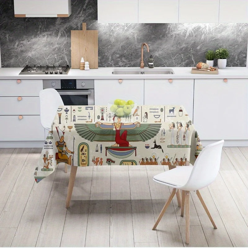One rectangular tablecloth with ancient Egyptian pattern for home dining table decorationzyc