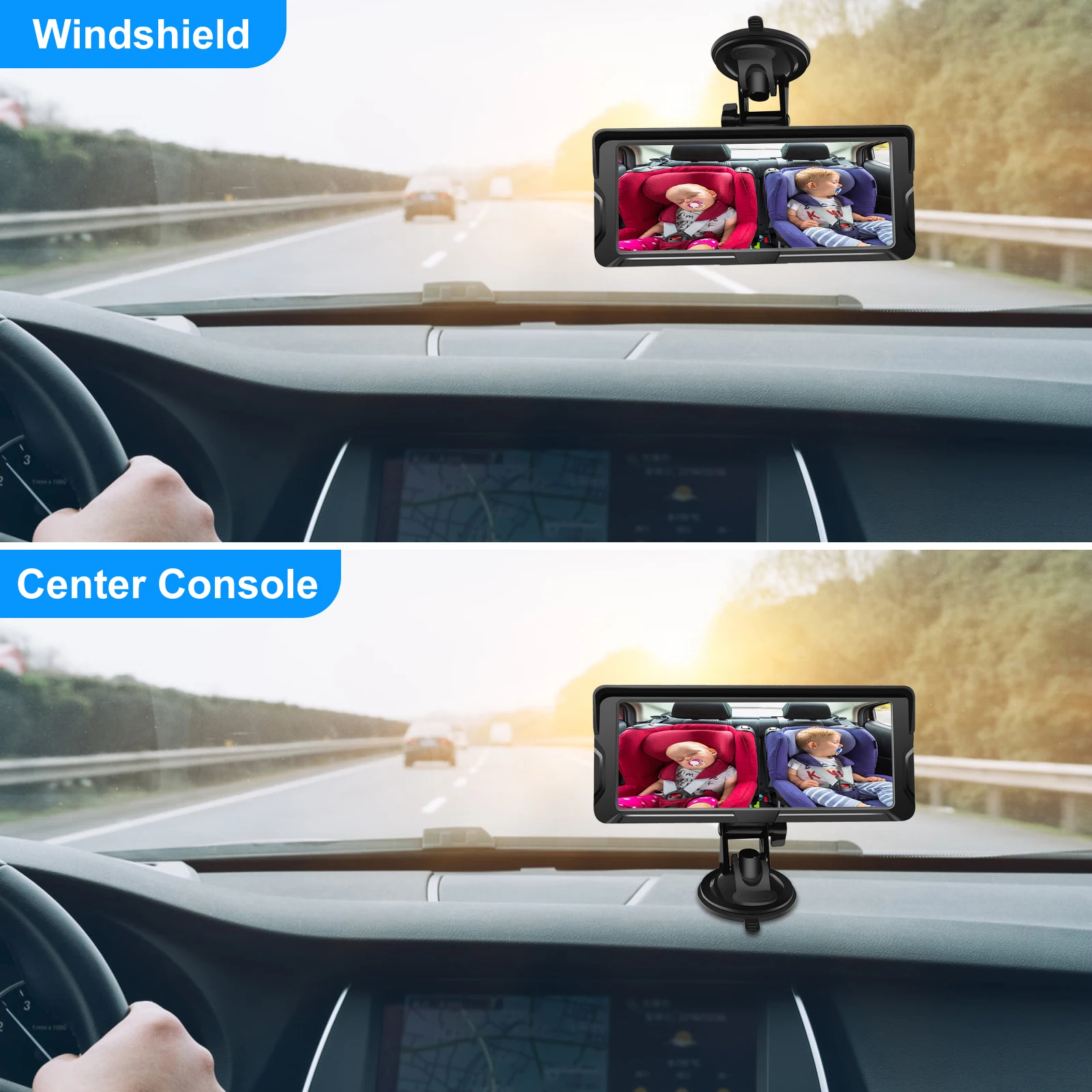 

Видеоняня с двумя камерами, 6,86-дюймовым экраном 1080P, ИК-камерой ночного видения и углом обзора 150° ° Широкий угол обзора для заднего вида