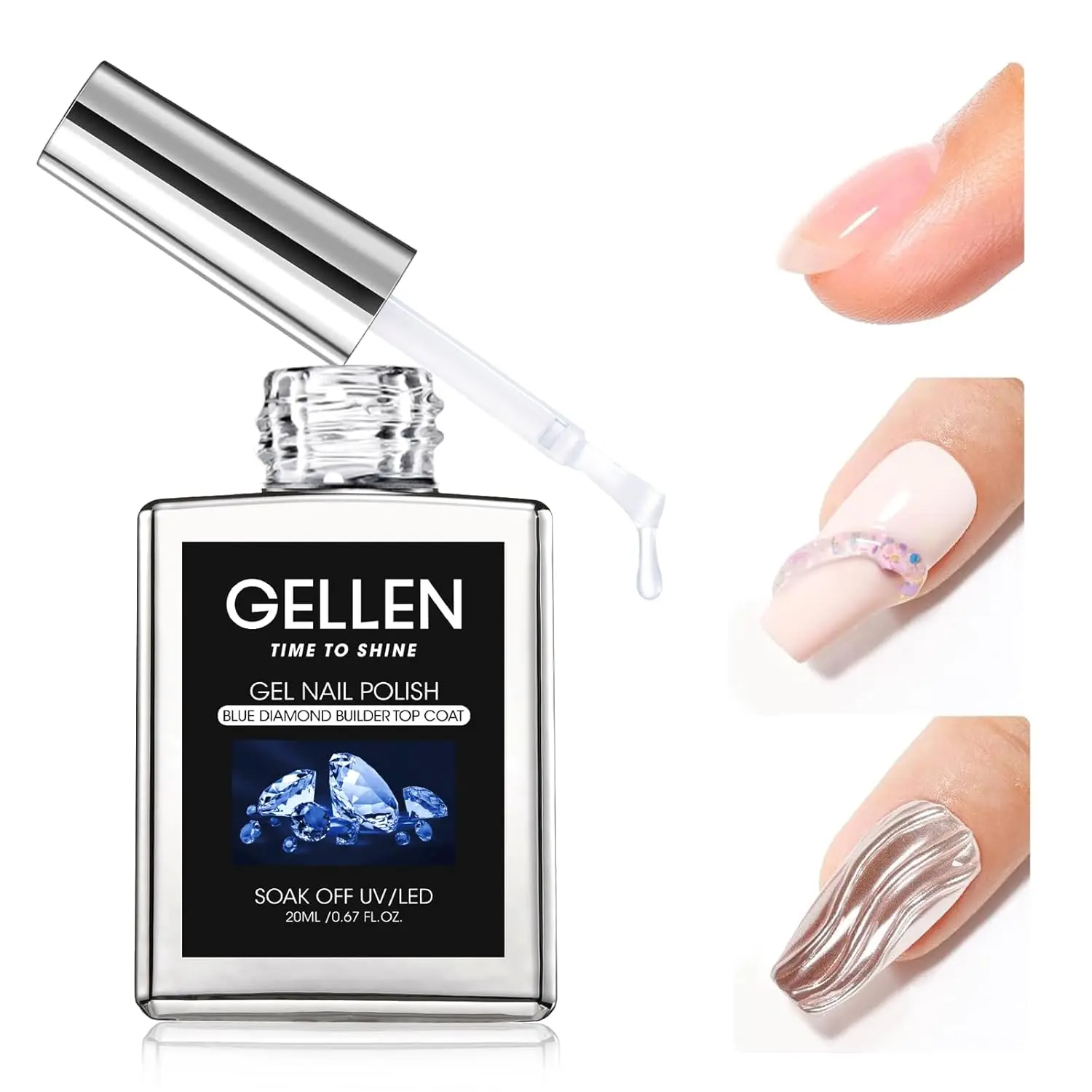 GELLEN 4-in-1 Builder Nagelgel Top Coat 20ml Blue Diamond Builder Apex Aufbau 3D Nagelkunst Maniküre DIY Muttertagsgeschenk