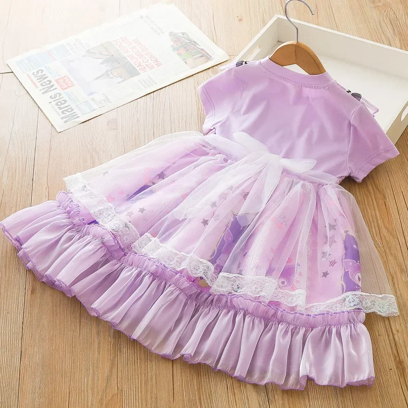 Kawaii Kuromi 2024 nuove ragazze vestono estate Anime Sanrio Girly Heart carino per bambini Lolita Princess Dress compleanno Dress regali