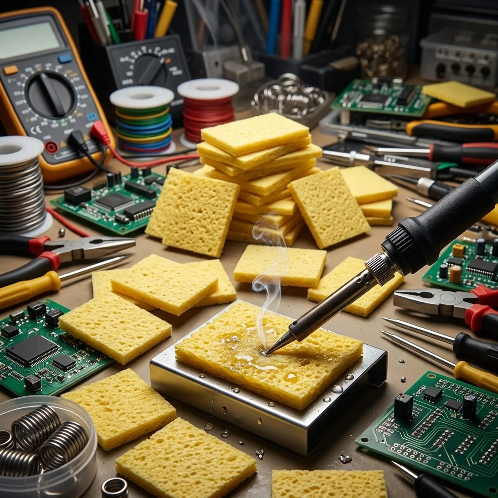 Equipment Soldering Iron Sponge Pads Remove Solder Welding Workshop Yellow 100pcs Cleaner Cleaning High Quality Hot New