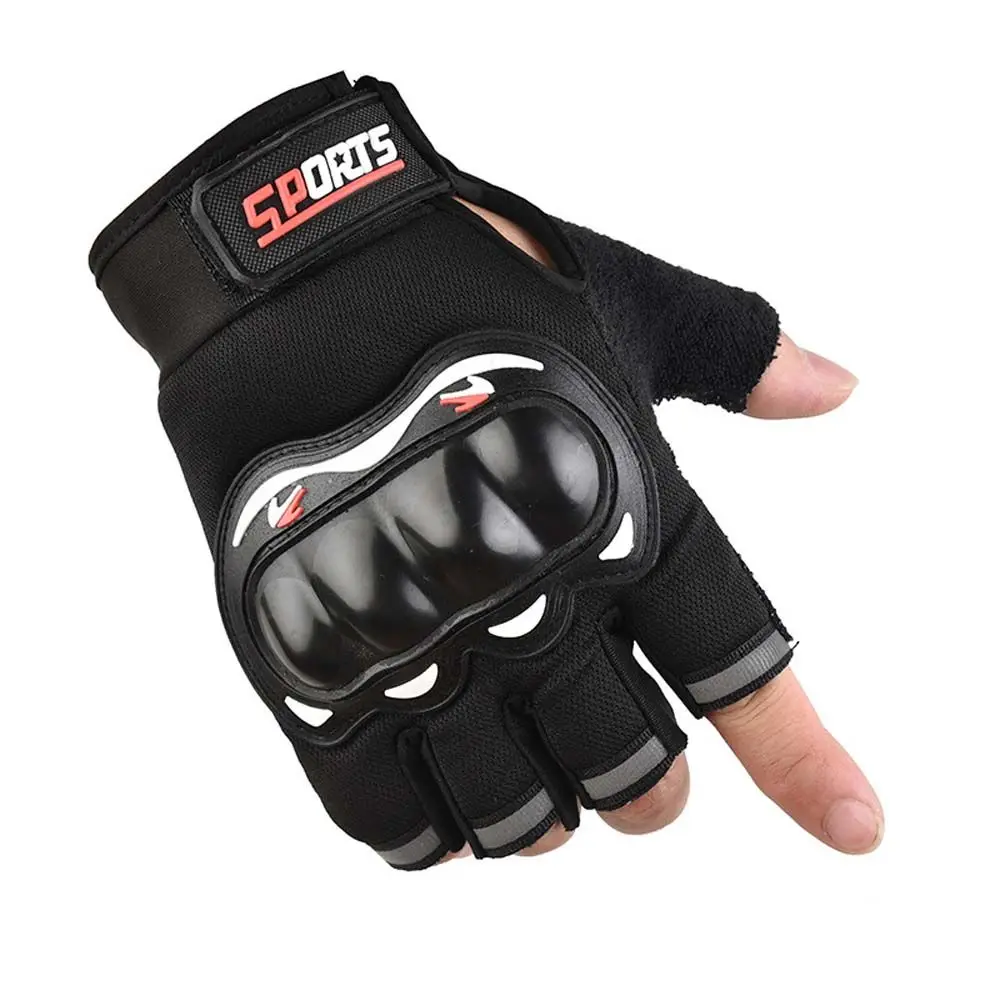 Gears Shock Absorbed Breathable Riding Fingerless Mittens Half Finger Motorcycle Gloves Man Gloves Hard Knuckles Hand Gloves