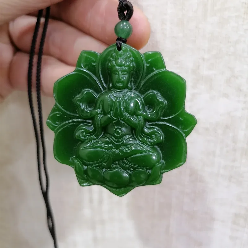 

Natural Green Hand-carved Guanyin Jade Pendant Fashion Boutique Jewelry Men and Women's Thousand-hand Guanyin Necklace Gift