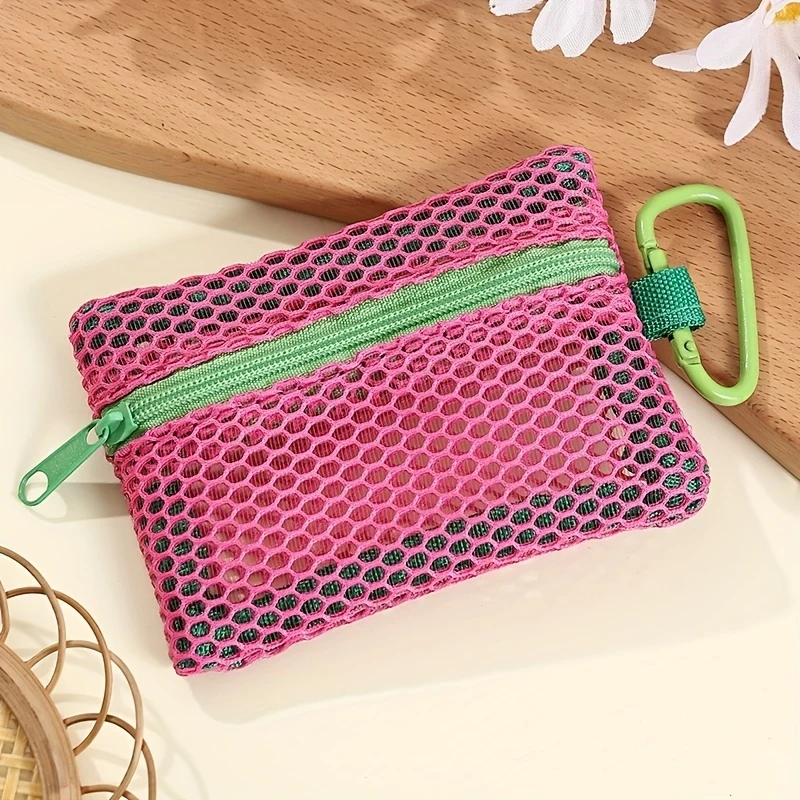 1pcs Transparent Mesh Bag Makeup Bag Fashionable And Portable Square Black Mesh Bag Flat Style Toiletry Storage Bag