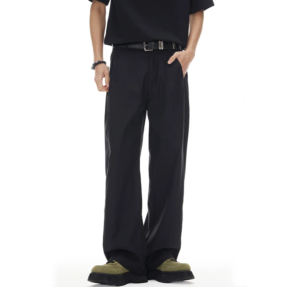 

Men Loose Solid Color Straight Commute Business Casual Suit Pant Japan Korean Streetwear Fashion Cigarette Pants Trousers