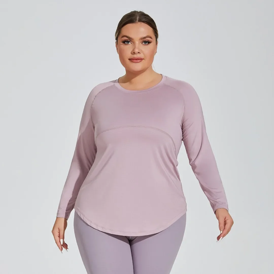 

plus size Women's Slimming Yoga Clothing Breathable Long Sleeve Running Fitness Top Sportswear Women