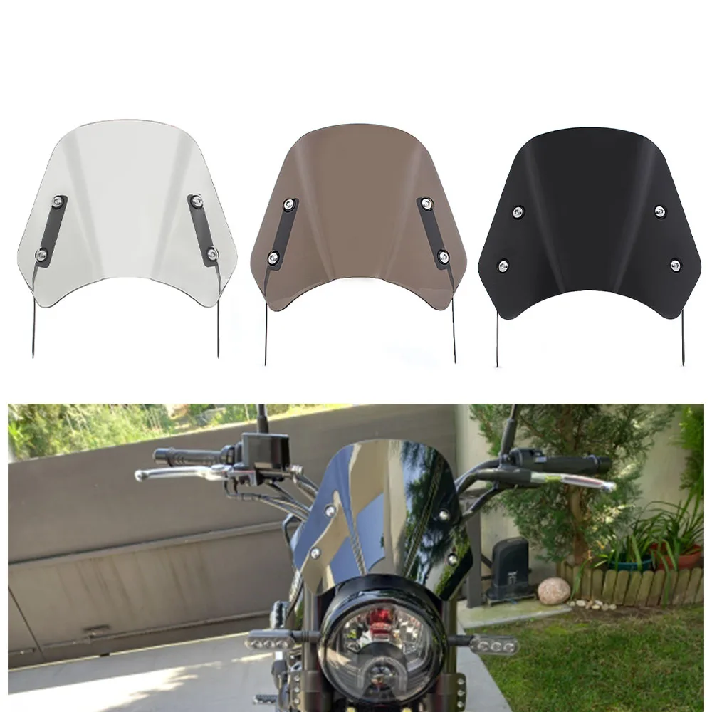 For Honda Yamaha XJR 1300 Ducati Suzuki Motorcycle Accessories Universal  Retro Cafe Racer Headlight Windshield Instrument Visor