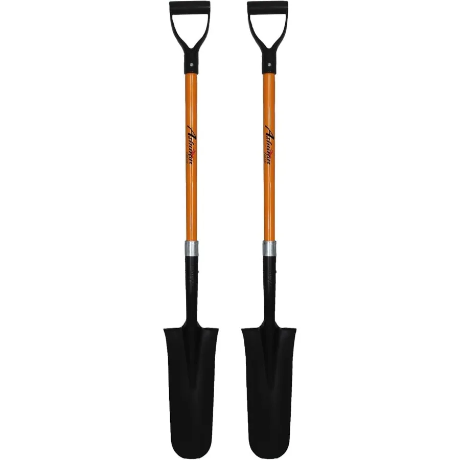 مجرفة Ashman Drain Spade 2 Pack 48 بوصة بمقبض طويل مع مقبض D ومقبض متين مع شفرة معدنية سميكة Multipu