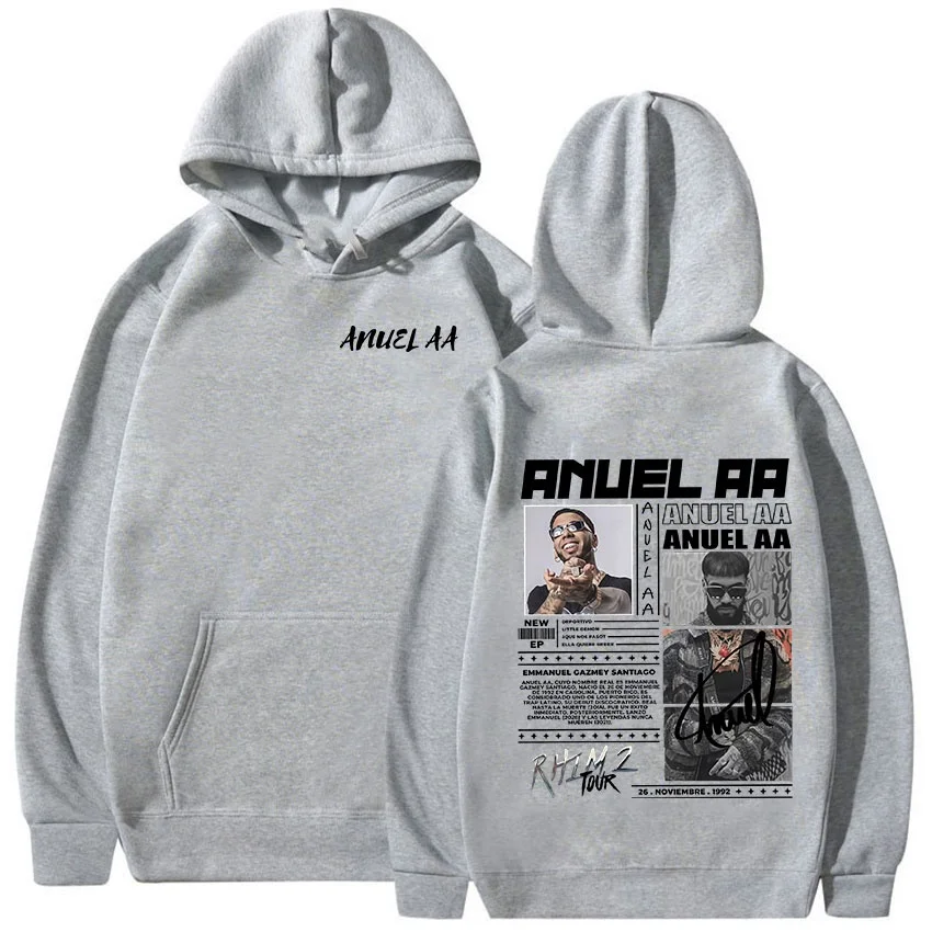 مغني الراب Anuel AA Rhlm 2 جولة ألبوم 2025 هوديي الخريف/الشتاء الرجال النساء ريترو موضة كنزة صوفية قطنية/بلوزة قطنية البلوز الهيب هوب هوديي