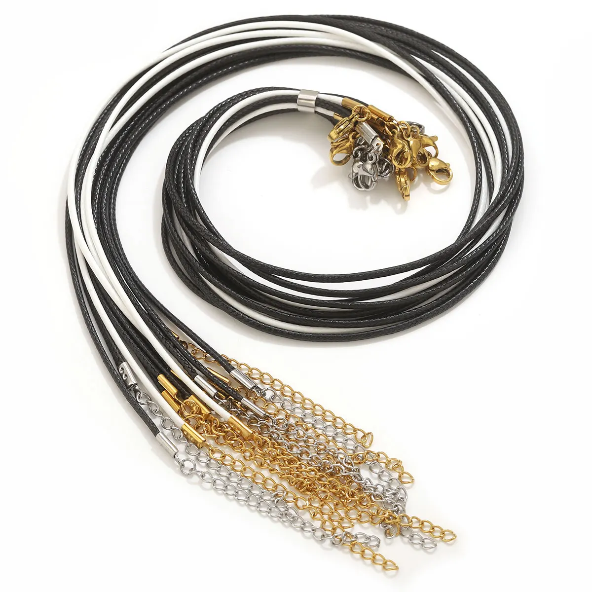 5pcs Leather Cord Necklace With Stainless Steel Clasp Jewelry Necklace Korean Waxed Rope Thread For Jewelry Making Accessories