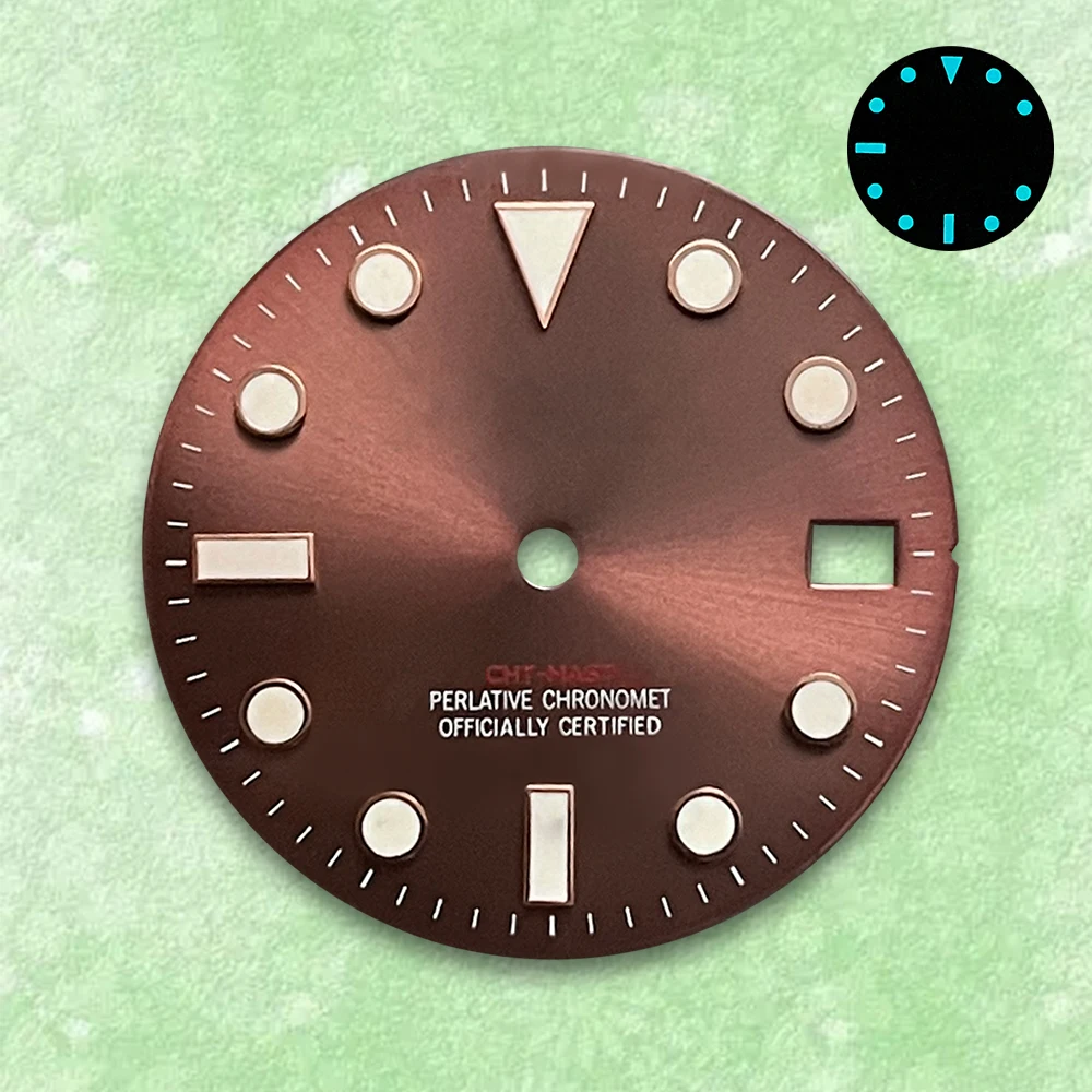 28.5mm S Logo Dial Suitable For NH35/NH36 Japanese Automatic Movement Blue Luminous Watch Modification Accessories