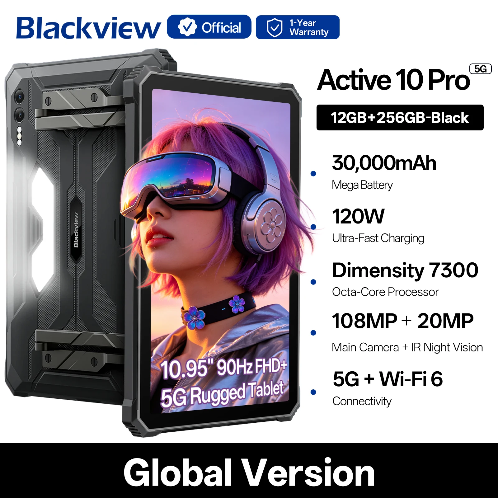 Blackview Active 10 Pro 5G Tablet 11 FHD+ 12GB 512GB