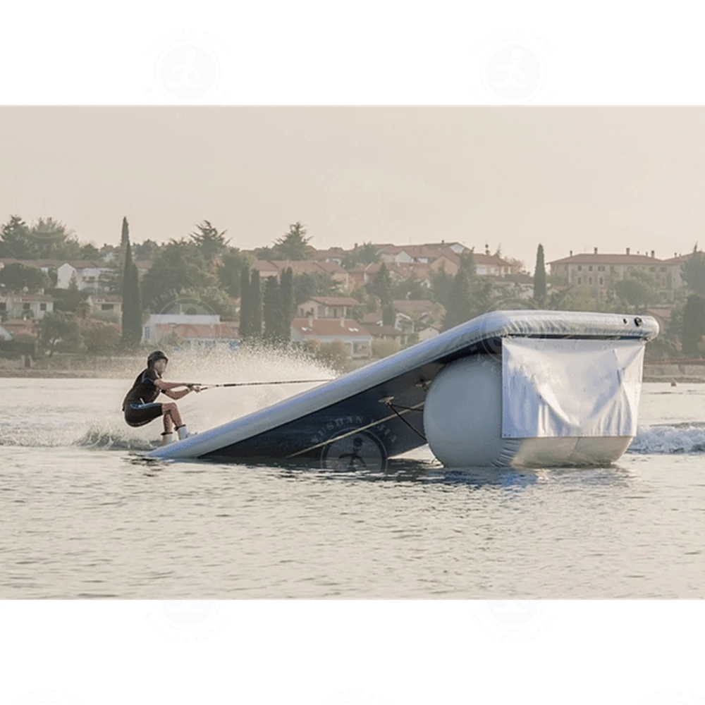 10ft-3m großer aufblasbarer Wakeboard-Sprung aufblasbare abnehmbare Plattform Air Wakeboard Slide Surf Wake Jump Plattform für Wassers paß