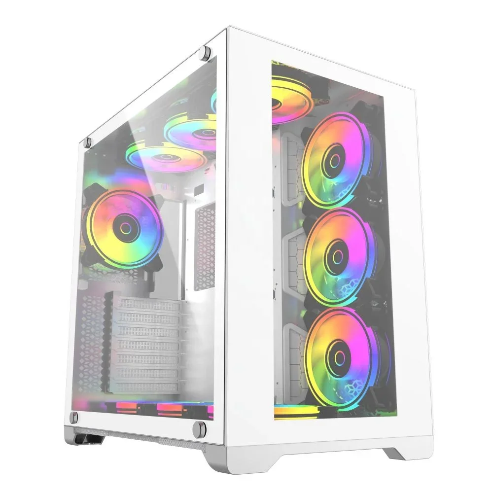 OEM pc desk case mini-itx horizontal full glass computer 2022 gaming pc case