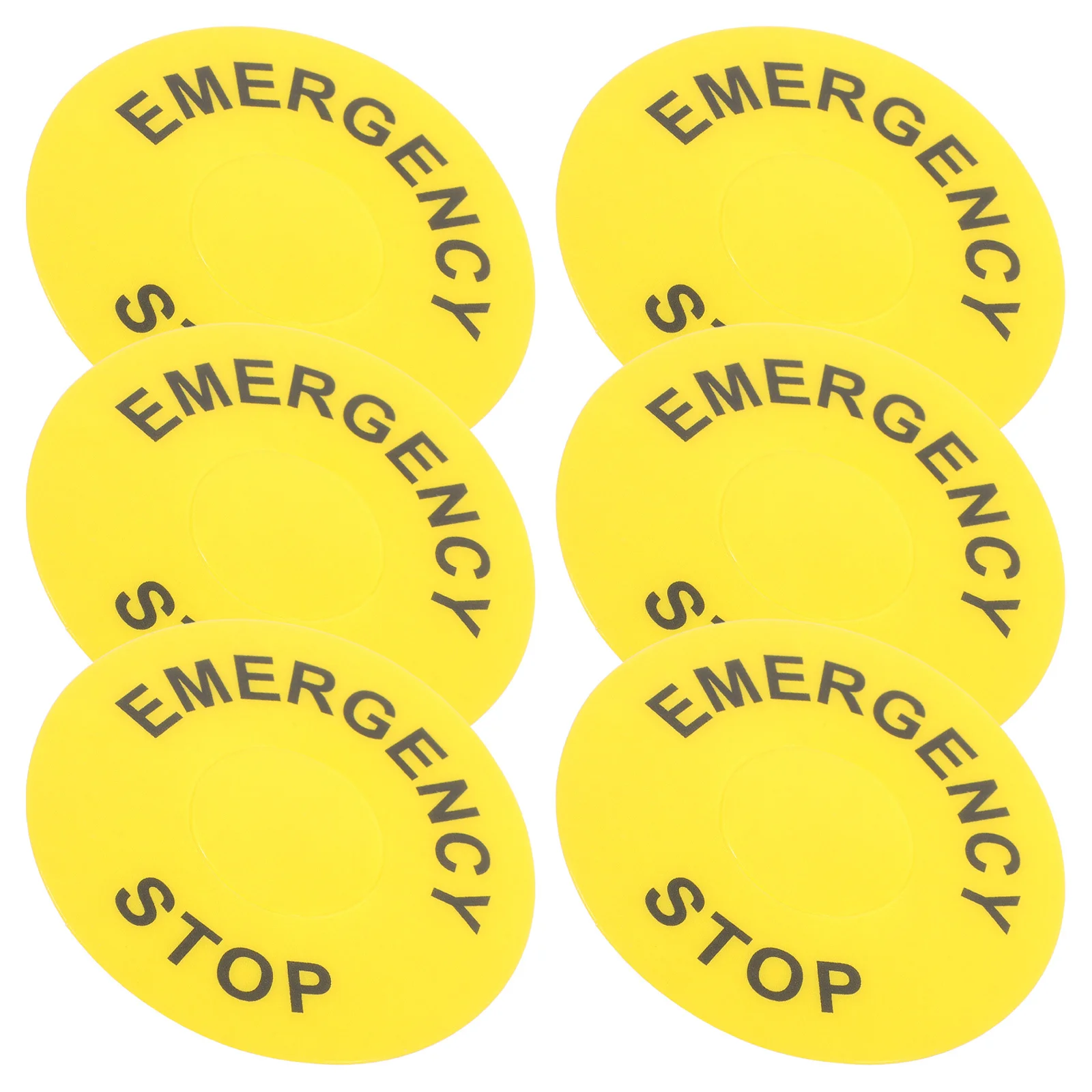 6 قطعة ملصق تحذير إيقاف الطوارئ ملصق أمان أصفر للآلات الصناعية ملصق لاصق من مادة PVC تركيب سريع #6