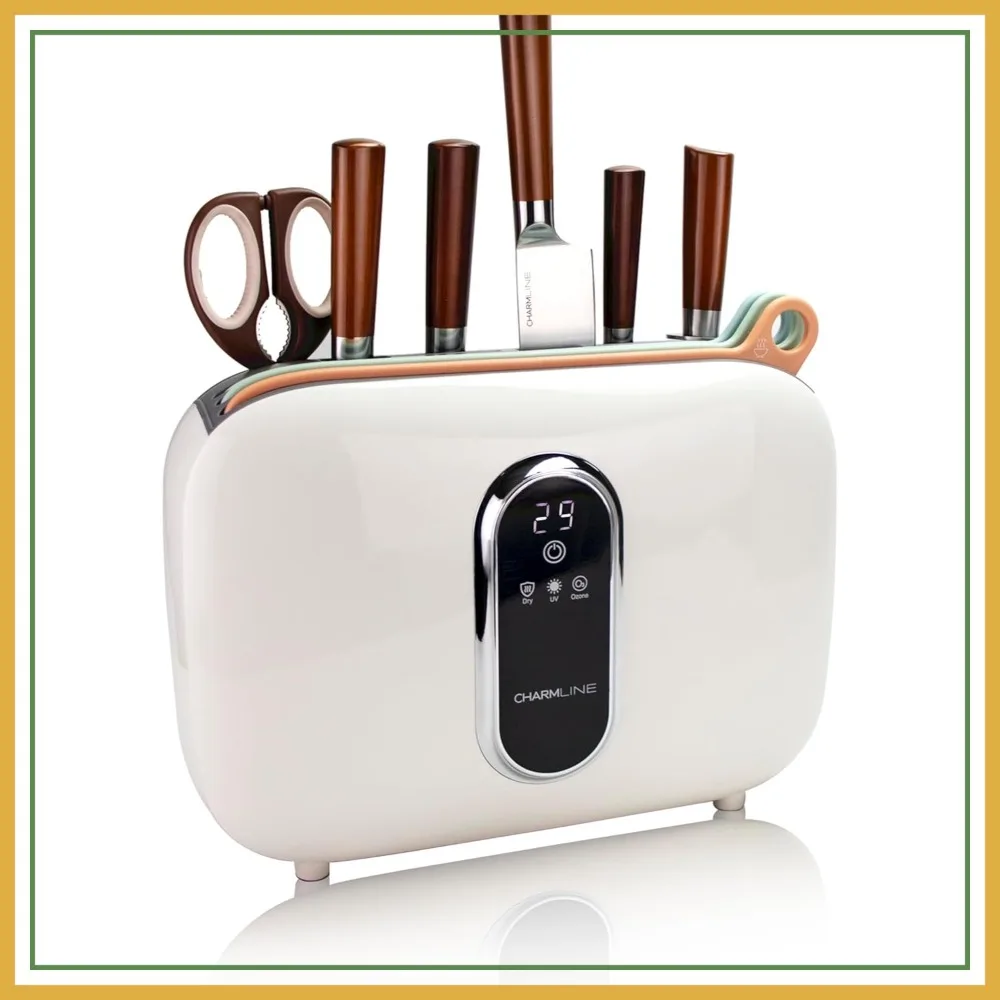 

Smart Cutting Board & Knife Set with Holder, Self-Cleaning, Space-Saving Kitchen Organizer, Gift for Mom