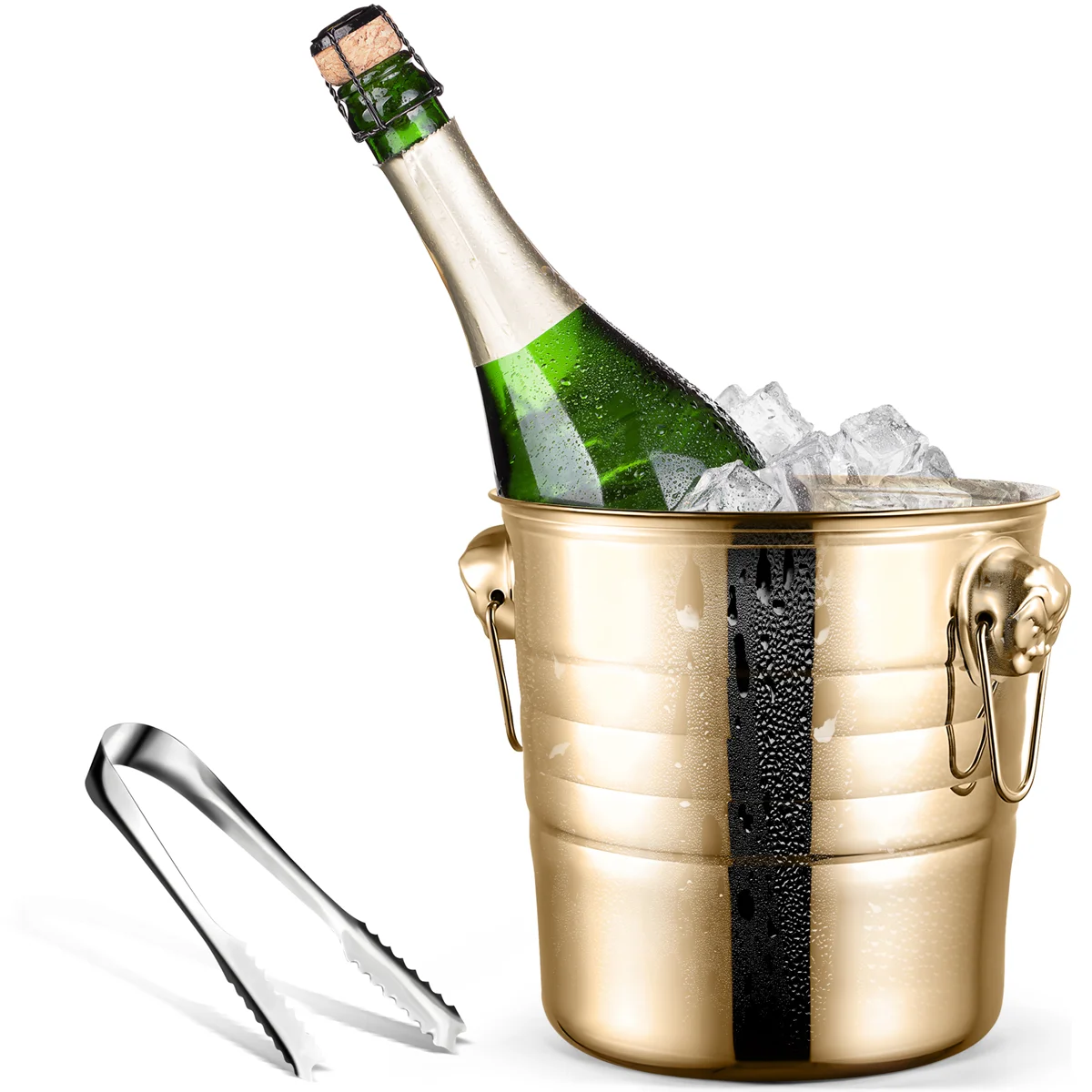 1PC 3L Stainless Steel Ice Bucket Thick Head Ice Bucket Party Ice Bucket (Gold)