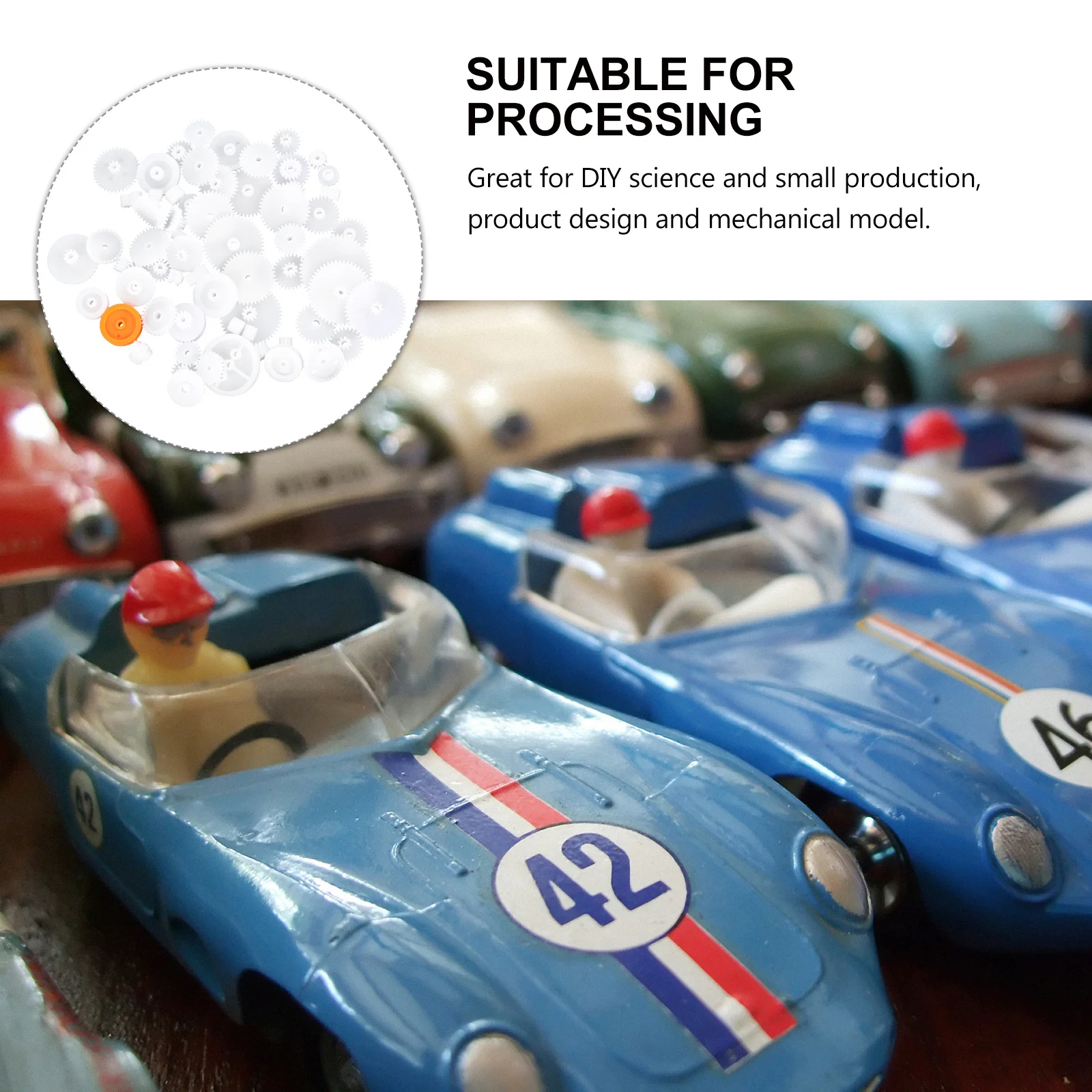 64Pcs Plastic Gear Set Crown Worm Single Double Pulley Belt for DIY Mechanical Production Science Projects Crown Gear