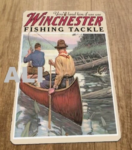 Vintage Winchester Fishing  Tackle Ad 8x12 Metal Wall Sign sign