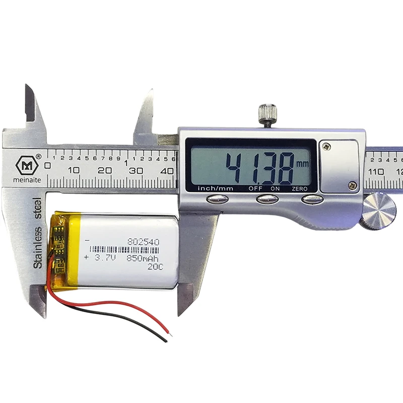 High-Capacity 3.7V 850mAh Li-ion Battery 802540 Rechargeable Cell for Wearables, Mini Gadgets, and DIY Electronics
