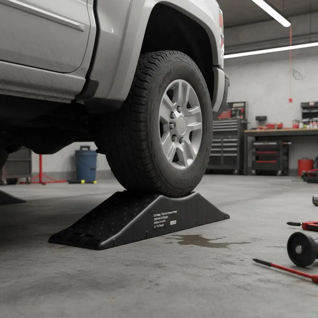 Rampa para vehículos, rampa de servicio automotriz de unidad individual, límite de carga de 20000 lb/9 toneladas, rampa automotriz con elevación de 5.5 pulgadas, rampa robusta para neumáticos para uso en carretera