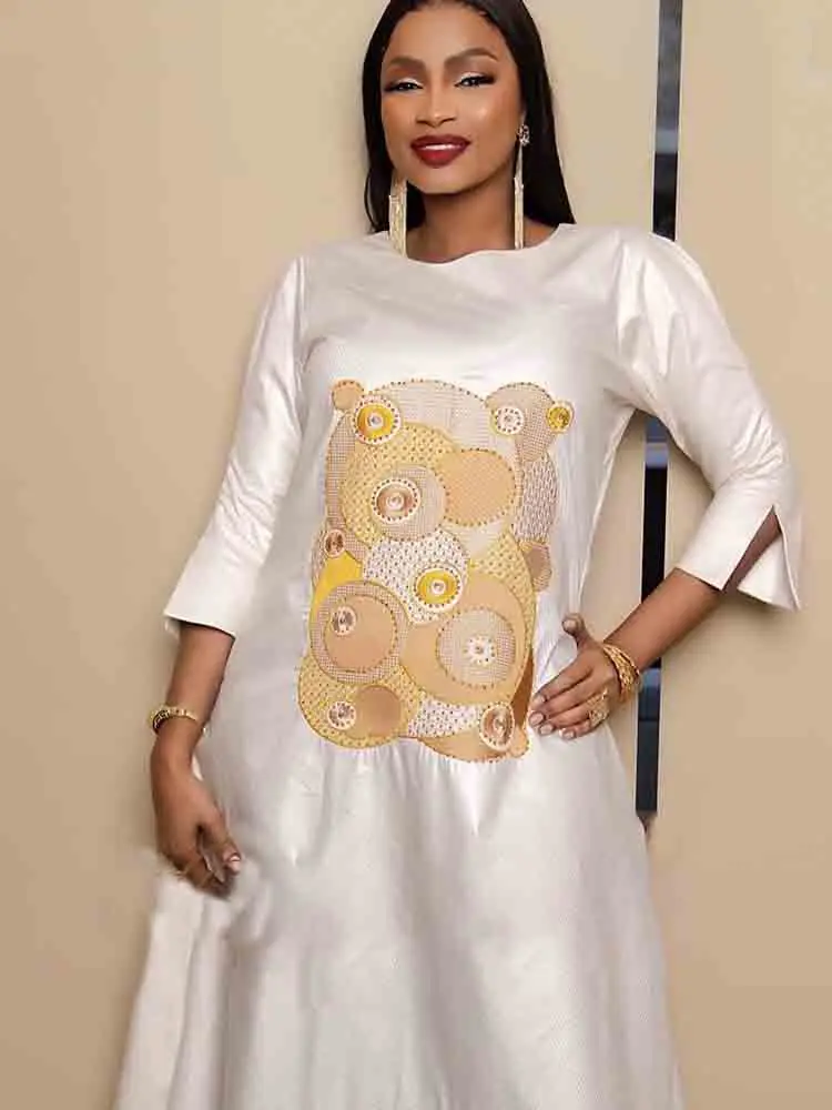 여성용 이브닝 가운, 아프리카 패션 디자이너 원피스, Bazin Riche 전통 원피스 파티 드레스, 원피스
