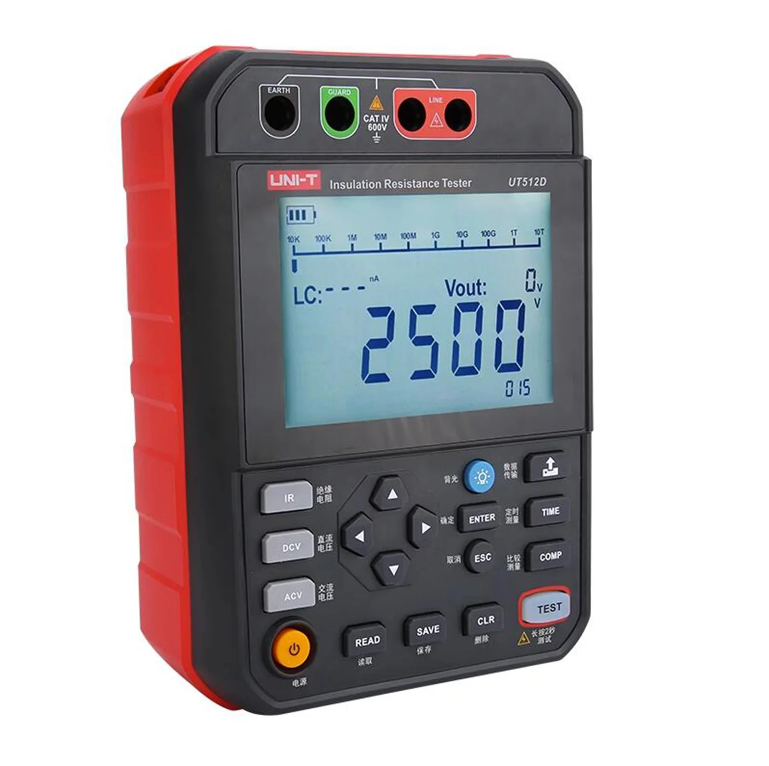Imagem -05 - Uni-t-isolamento Resistência Tester Medidor Digital Megohmmeter Ohm Armazenamento de Dados Ut512d Ut512e 2.5kv