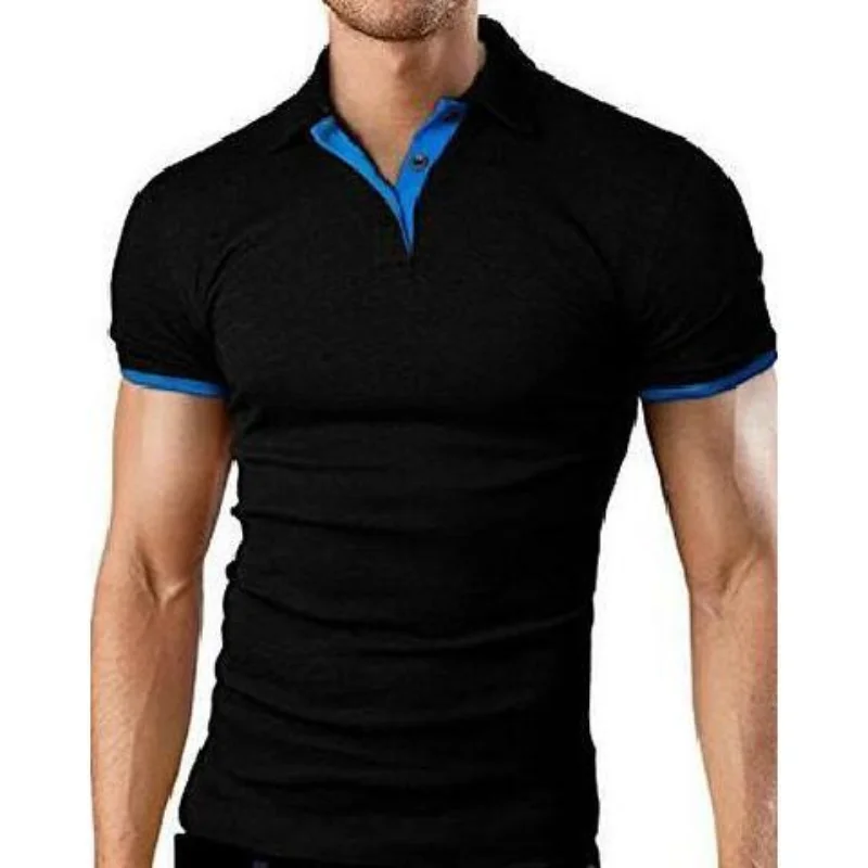Summer New Business Casual Work Polo Shirts Solid Men Slim Versatile Simple Korean Streetwear Fashion Basic Short Sleeve Tops