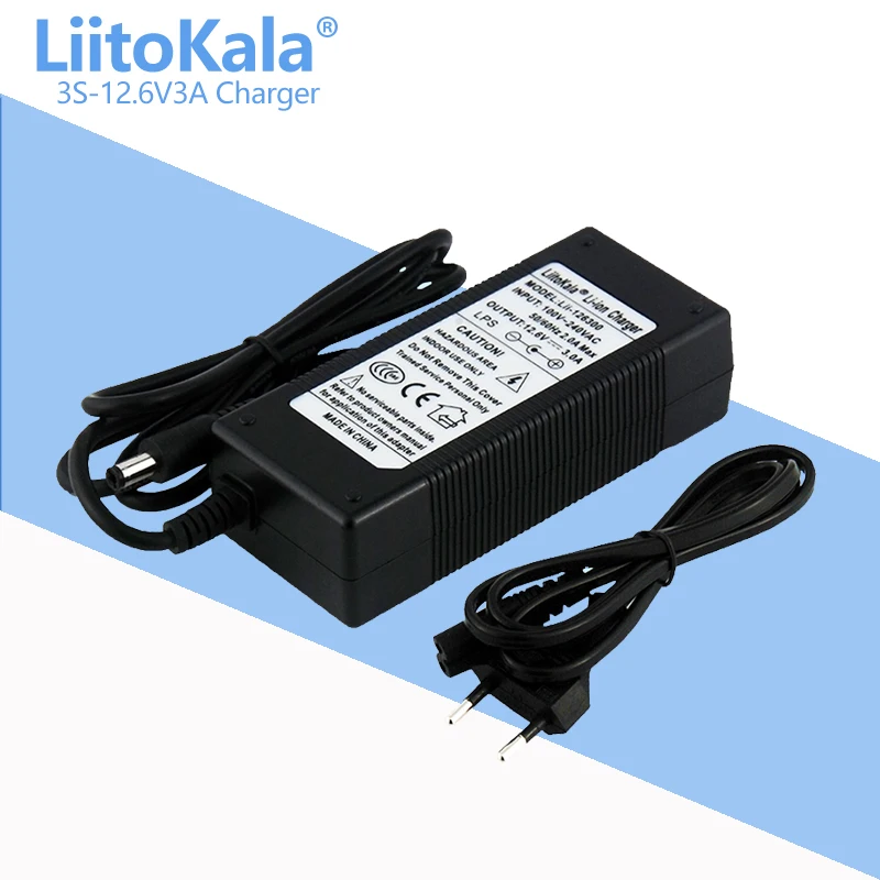 LiitoKala 12.6V 5A 3A 1A polymer lithium battery 18650 charger,  Power Adapter Charger 5A, full of lights changer