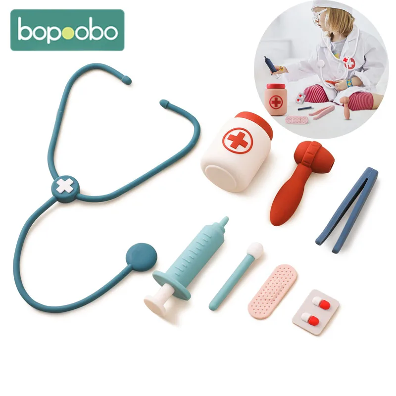 Baby Silicone Doctors Toys Pretend Playing Kids Role Play Pretend Playing Doll Accessories Learning Education Toys Babies Gifts