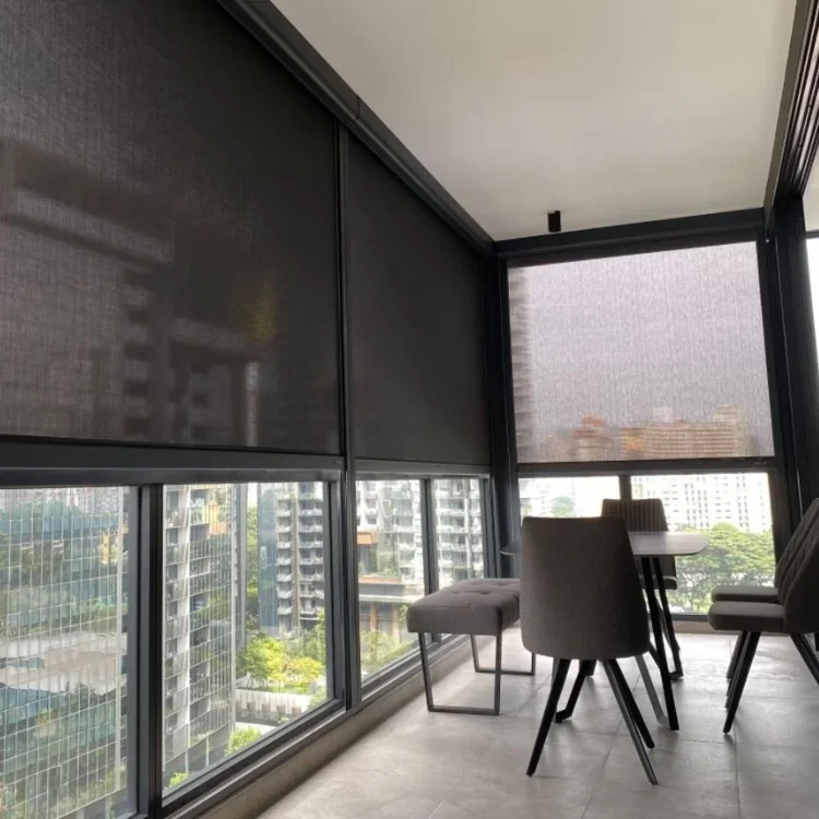 2026 Wholesale Waterproof Outdoor Smart Motorized Vertical Blinds Windproof Zip Screen Blinds Track