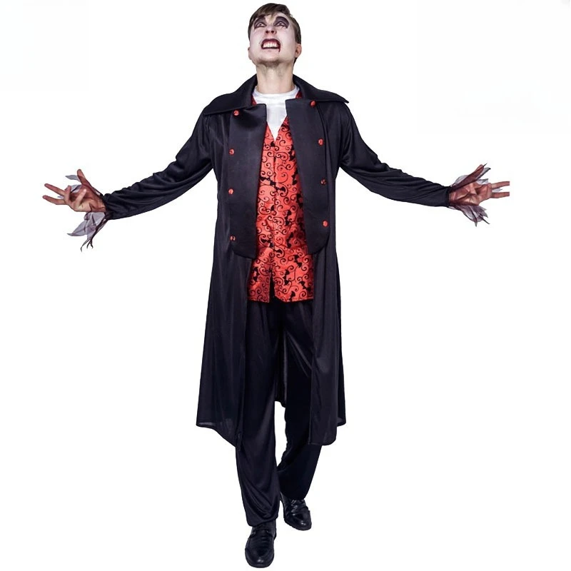 

Взрослый мужской костюм на Хэллоуин для ужасающего вампира, большой мужской костюм вампира на Хэллоуин