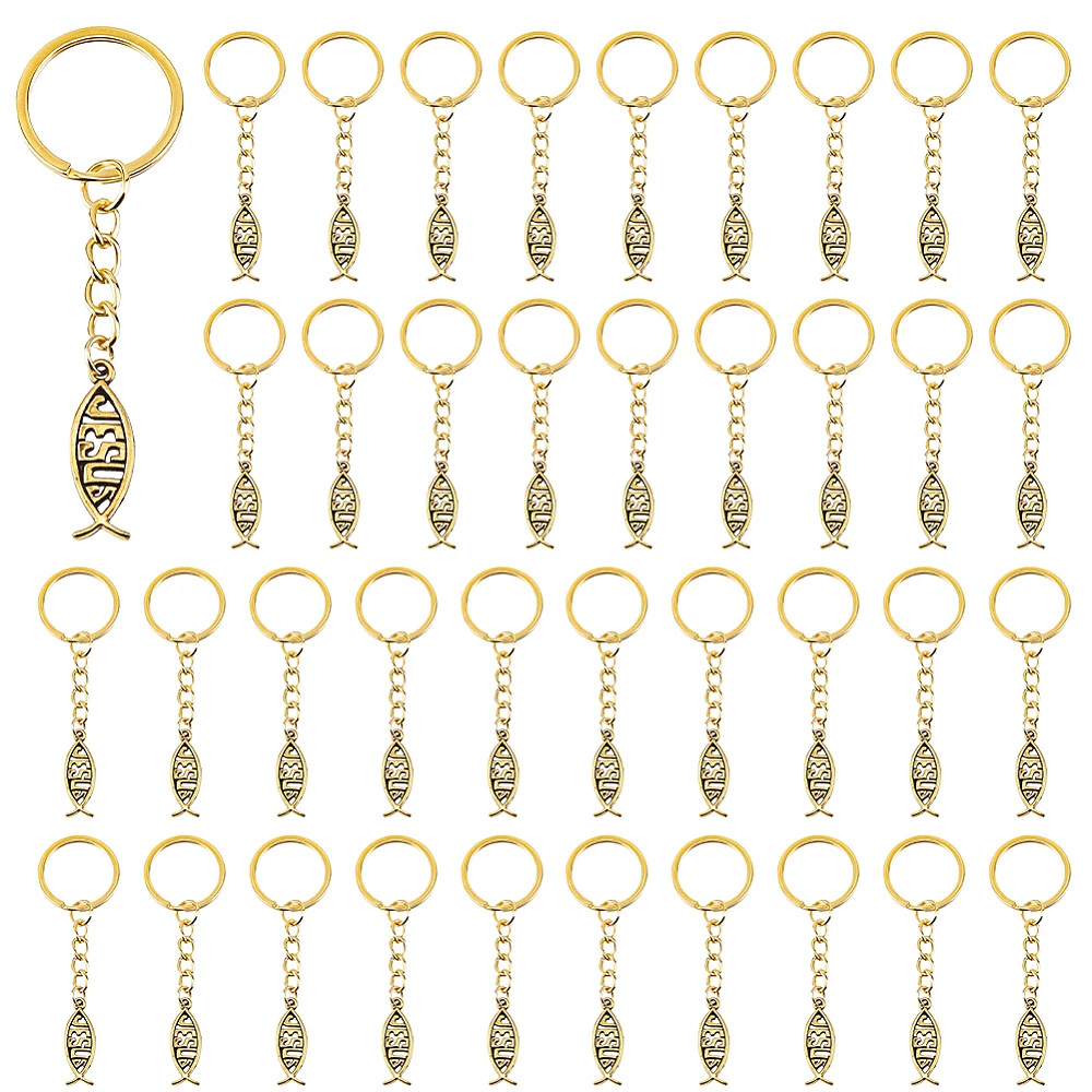 40PCS Keychains for Men Fish Keychains Gifts Bulk Graduation Party Favors Bible Verse Keyrings Gifts for Women Men Family