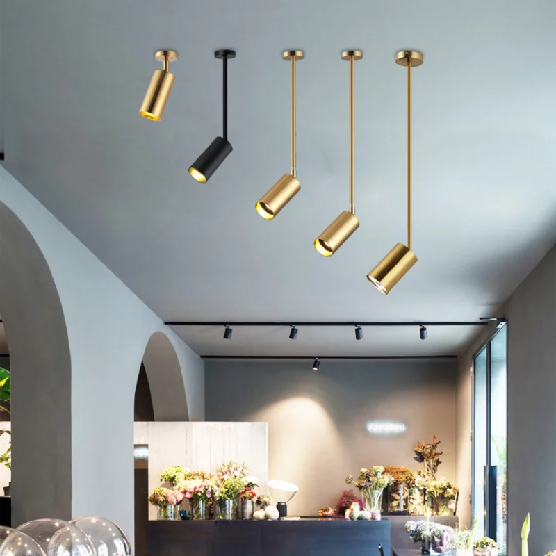 Modern Led Pendant Light Fixture for Kitchen Dining Room Shop Restaurant Pipe Hanging Lamp Long Spotlight Lighting Adjust Angle