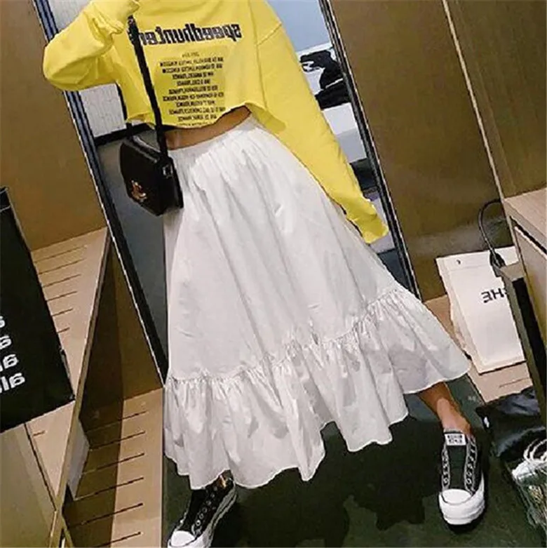 

Women' Elegant High Waist cotton Linen Skirt Ladies plus size Casual Korean Sweet Skirts Spring Autunm long skirts y2k clothes