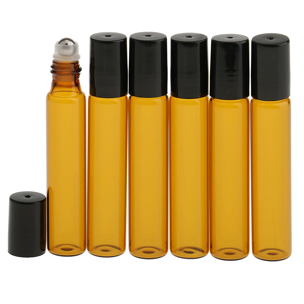 6pcs 10ml Small Empty Glass Bottle Vials Containers for Travel Essential Oils Perfume Makeup