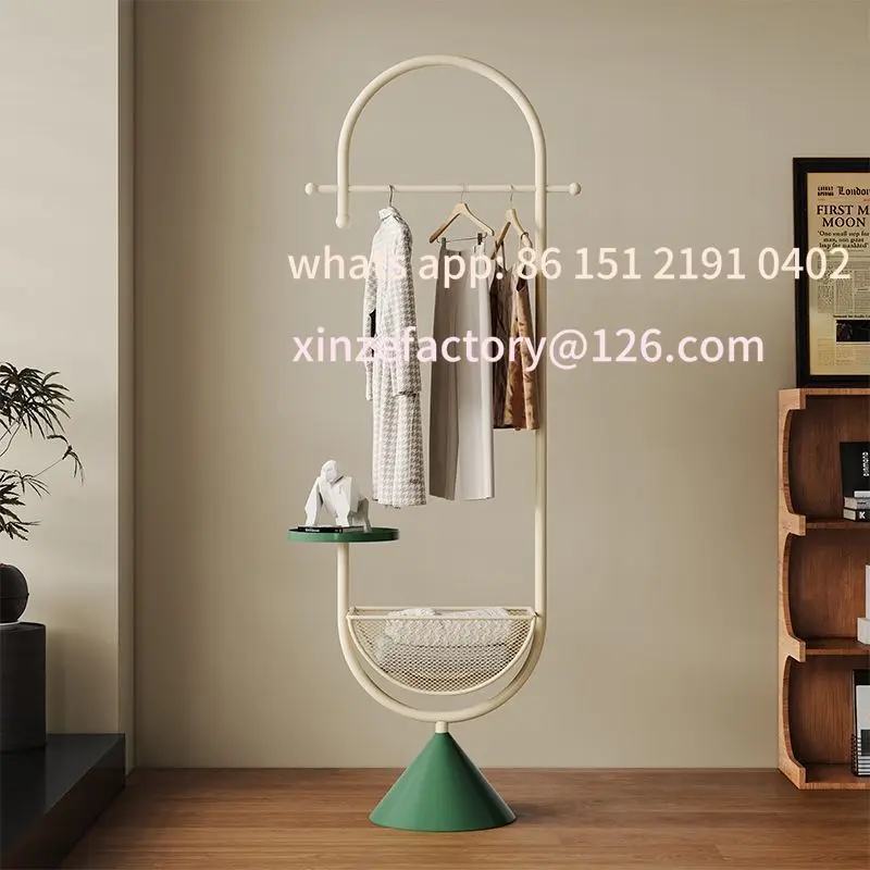 

Customizable iron with dirty clothes basket, bedside hanger, entrance floor hanger, bag hanger, living room cream wind coat rack