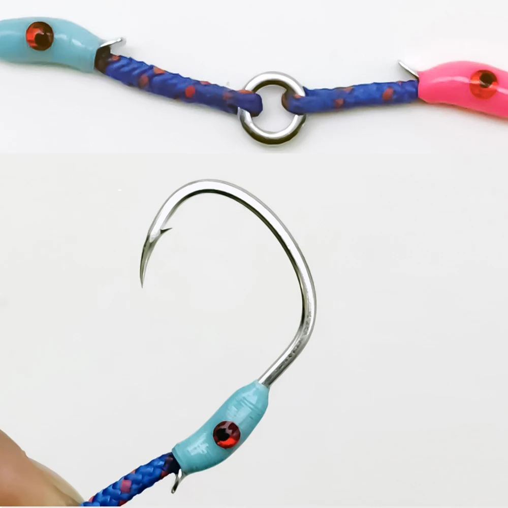 2Pairs/bag 3D Eyes Jig Lure Hooks High Carbon Steel Fishing Lure Accessories Double Barbed Assist Hooks Slow Jigging Hooks Pesca image 5